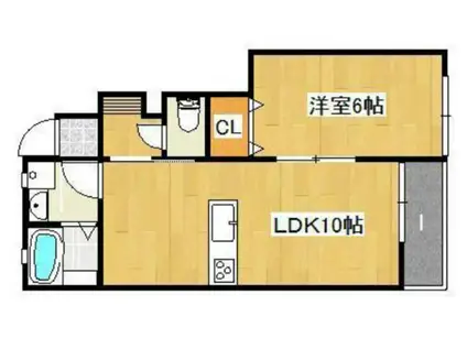 プティーシュシュ庭瀬北 北棟 101(1LDK/1階)の間取り写真