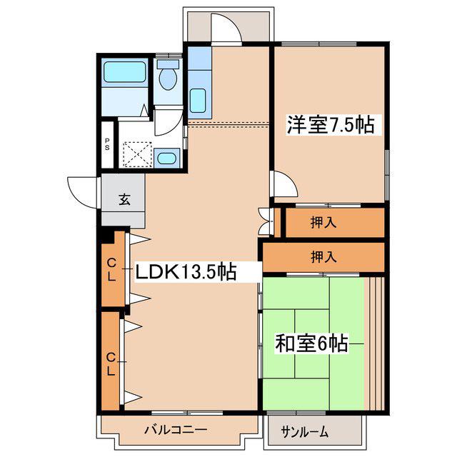 ヤマダイマンション(3LDK/1階)の間取り写真