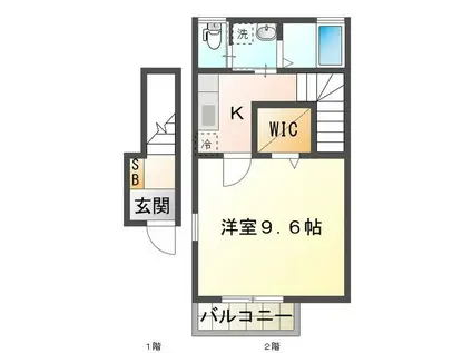 ラヴニール(1K/2階)の間取り写真