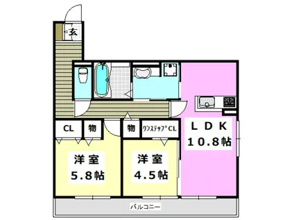 レコルトエピ千里丘東(2LDK/2階)の間取り写真