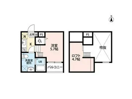 CASEA(ワンルーム/1階)の間取り写真