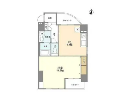CASSIA錦糸町サウス COURT(1LDK/9階)の間取り写真