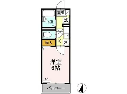 小田急江ノ島線 六会日大前駅 徒歩9分 2階建 築23年(1K/1階)の間取り写真