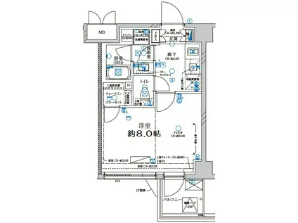 ディアレイシャス三軒茶屋(1K/4階)の間取り写真