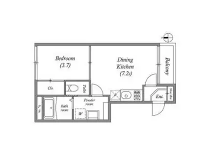 GENOVIA世田谷砧II(1DK/2階)の間取り写真