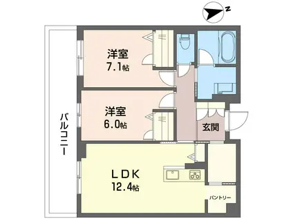 グリナージュ リリア(2LDK/4階)の間取り写真
