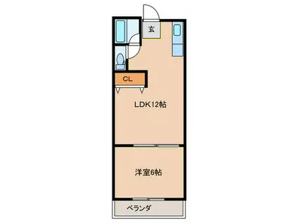 メゾン旭が丘(1LDK/2階)の間取り写真