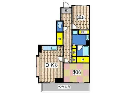 EGNハイツ(2DK/3階)の間取り写真