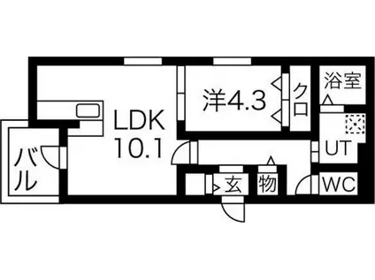 ASTY名駅西(1LDK/3階)の間取り写真