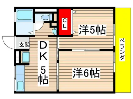 レトア白鳥(2DK/1階)の間取り写真