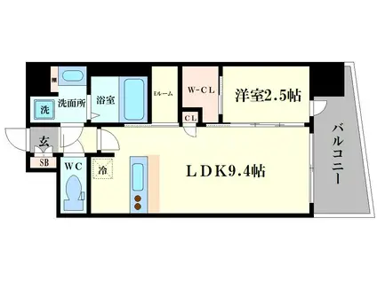 セレニテ難波リアン(1LDK/5階)の間取り写真