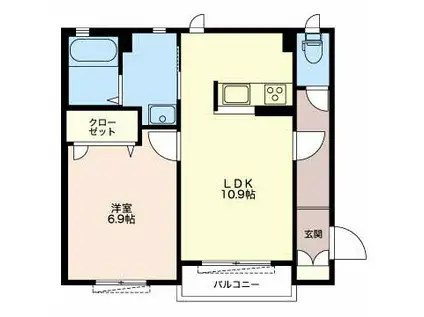 アリスティオB(1LDK/1階)の間取り写真