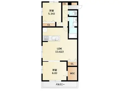ミリアビタ飯山満II(2LDK/1階)の間取り写真