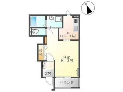 ローズスクエアII(1K/1階)の間取り写真