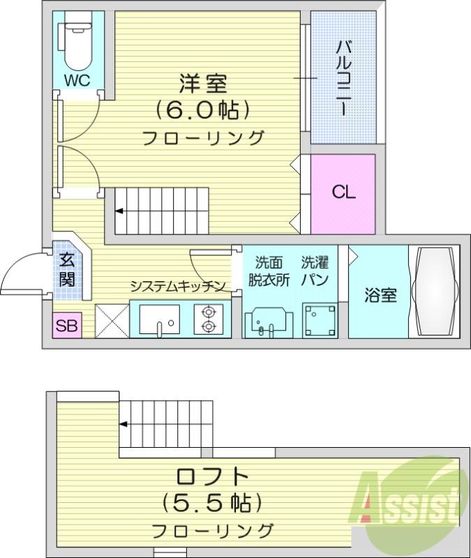 GREEN ACE(1K/2階)の間取り写真