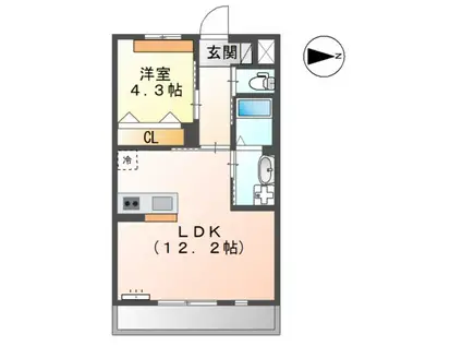 セレーノII(1LDK/2階)の間取り写真