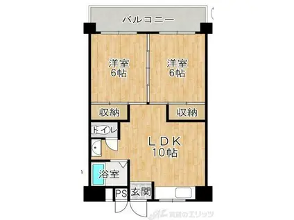 豊里グリーンハイツ(2LDK/5階)の間取り写真