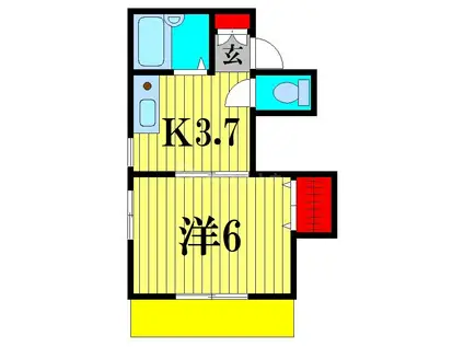 ウエストコーポ松戸(1K/1階)の間取り写真