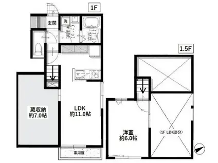 ラカーサ浜田山(1SLDK/1階)の間取り写真