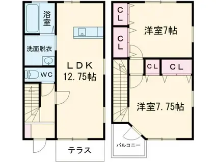 サンマリノ(2LDK/1階)の間取り写真