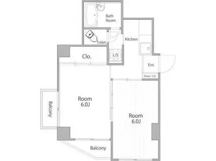 メブキ太子堂(2K/2階)の間取り写真