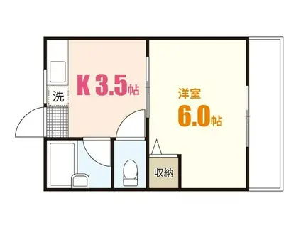 ブルックハウス(1K/1階)の間取り写真