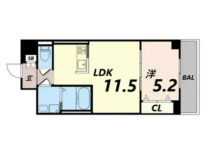 MISTRAL姫路駅前V(1LDK/4階)の間取り写真