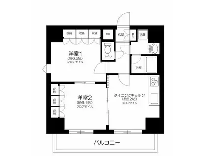 グラントレゾール浅草(2DK/6階)の間取り写真