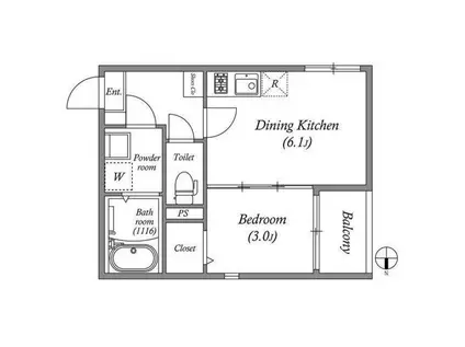 シノケンハーモニー 加美北II(1DK/3階)の間取り写真