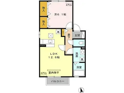 ロイヤル オーク A(1LDK/1階)の間取り写真