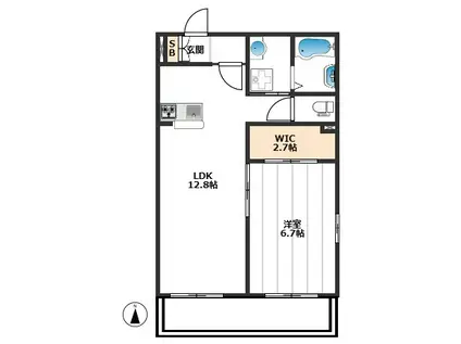 ヤマウロコイースト(1LDK/1階)の間取り写真