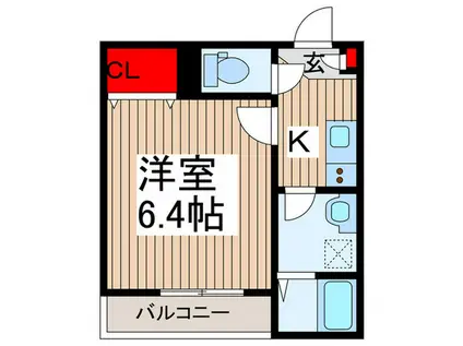 MELDIA西浦和II(1K/1階)の間取り写真