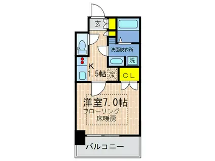 トア山手フラッツ(1K/3階)の間取り写真
