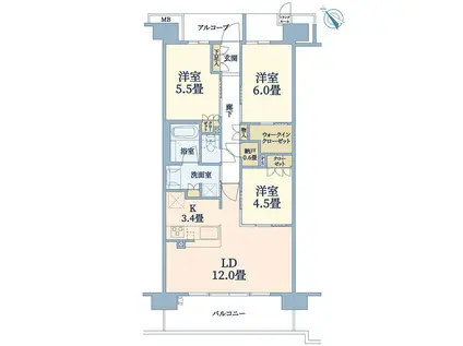ブランズシティ南草津(3LDK/11階)の間取り写真