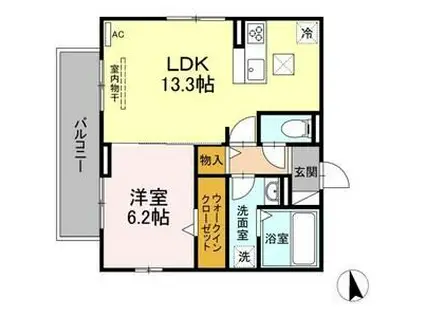 サンティモン(1LDK/1階)の間取り写真