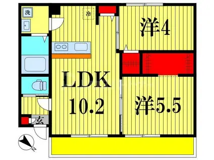 KEIAI RESIDENCE 北小金III(2LDK/2階)の間取り写真