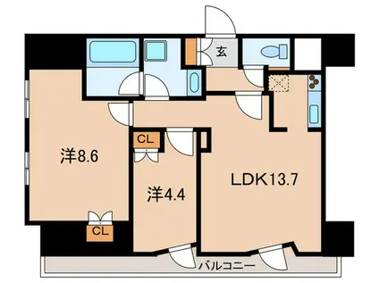 ベルファース芝浦タワー(2LDK/15階)の間取り写真