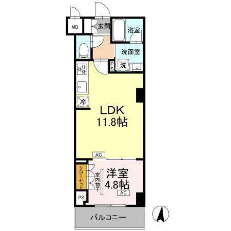 ロイジェント潮見(1LDK/5階)の間取り写真