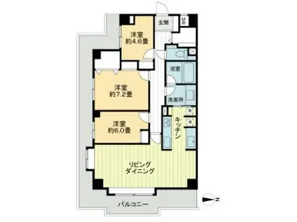 菊名レジデンシアプラザ(3LDK/4階)の間取り写真