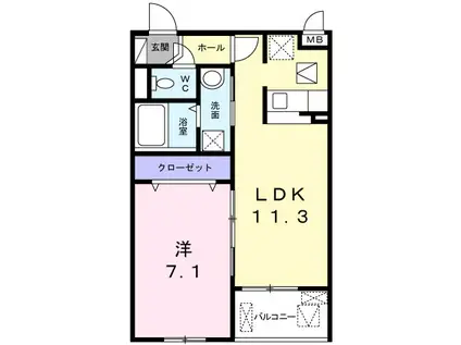 アルバグランデ(1LDK/1階)の間取り写真