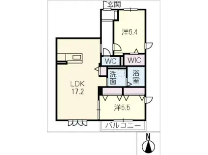 パークサイド相生B(2LDK/1階)の間取り写真
