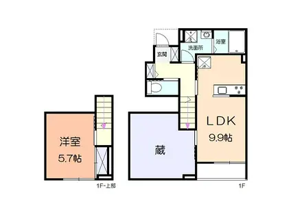 カクト・ユウB(1LDK/1階)の間取り写真
