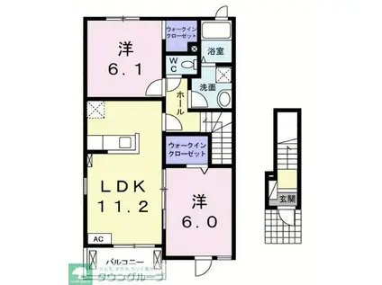 コーポ デージー(2LDK/2階)の間取り写真