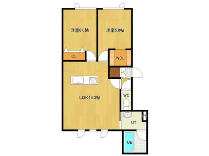 VERY AFFETT(2LDK/2階)の間取り写真