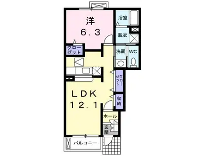 グランド-ルET H(1LDK/1階)の間取り写真