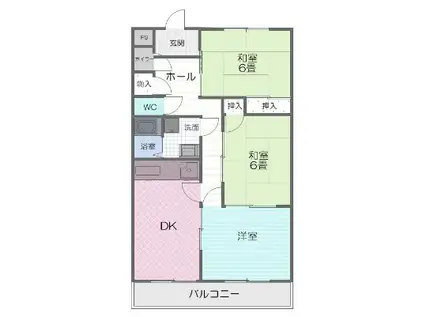 ハイツ北山(3DK/2階)の間取り写真