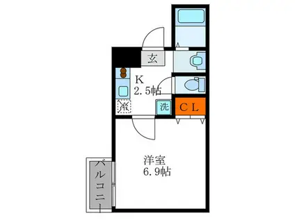 ガーネット鞠小路(1K/3階)の間取り写真
