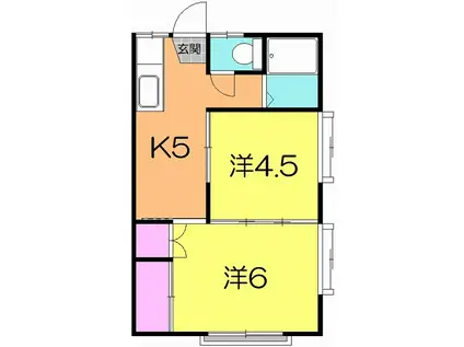 コーポしらかば(2K/2階)の間取り写真