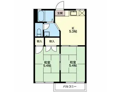 グリーンメゾン(2K/2階)の間取り写真