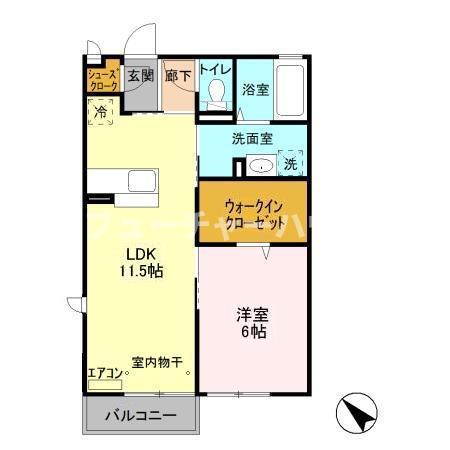 シャンテクレール II(1LDK/2階)の間取り写真